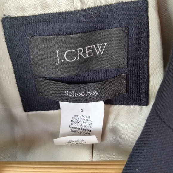 GUC J. Crew Navy Blue Original Preppy Wool Schoolboy Blazer Size 2 - Picture 2 of 6